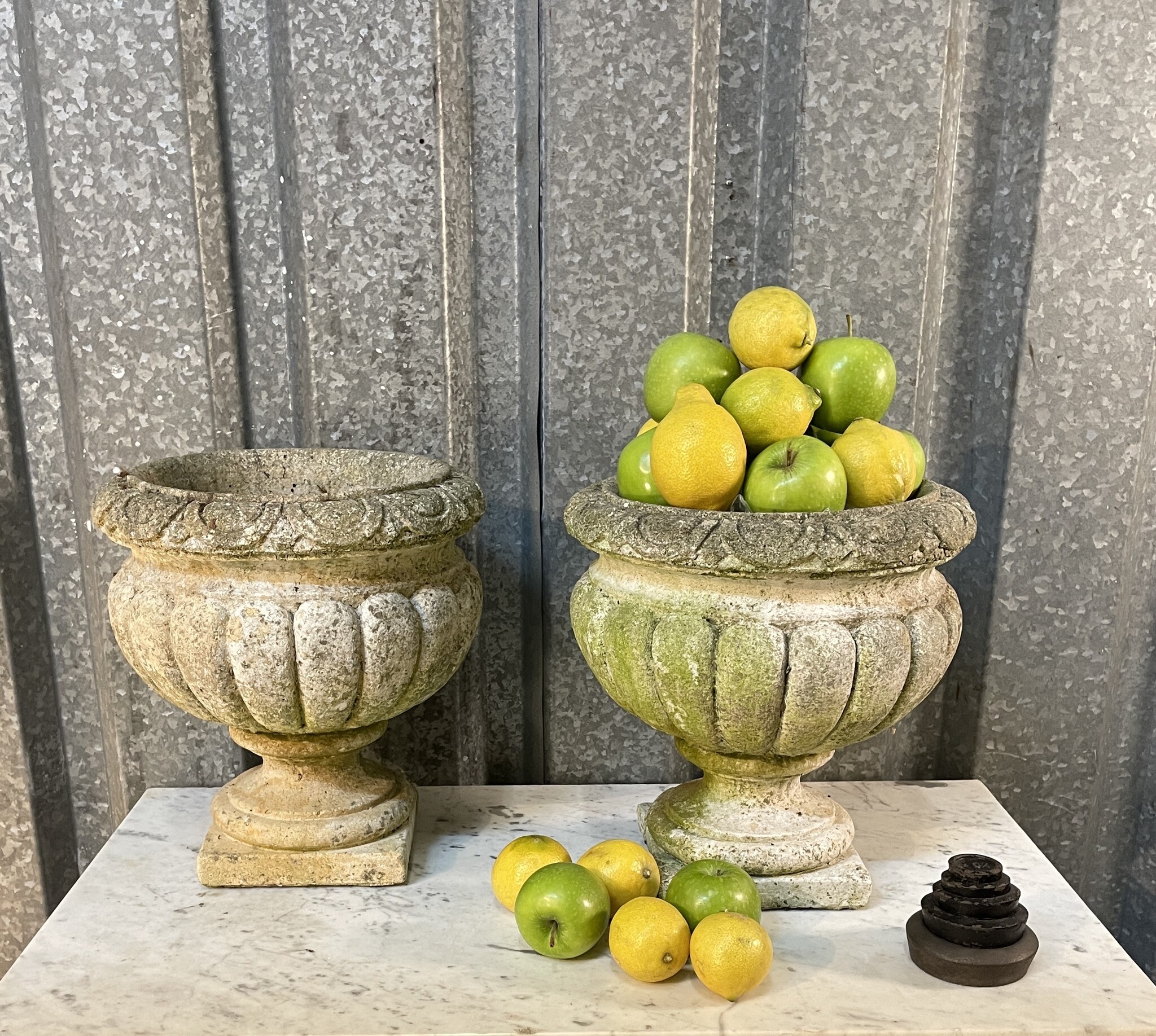 Pair of vintage cement planters