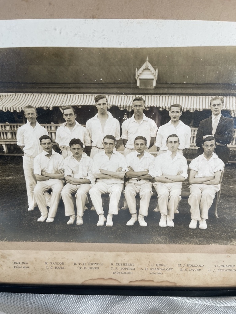Almost antique photo of a cricket team from 1932