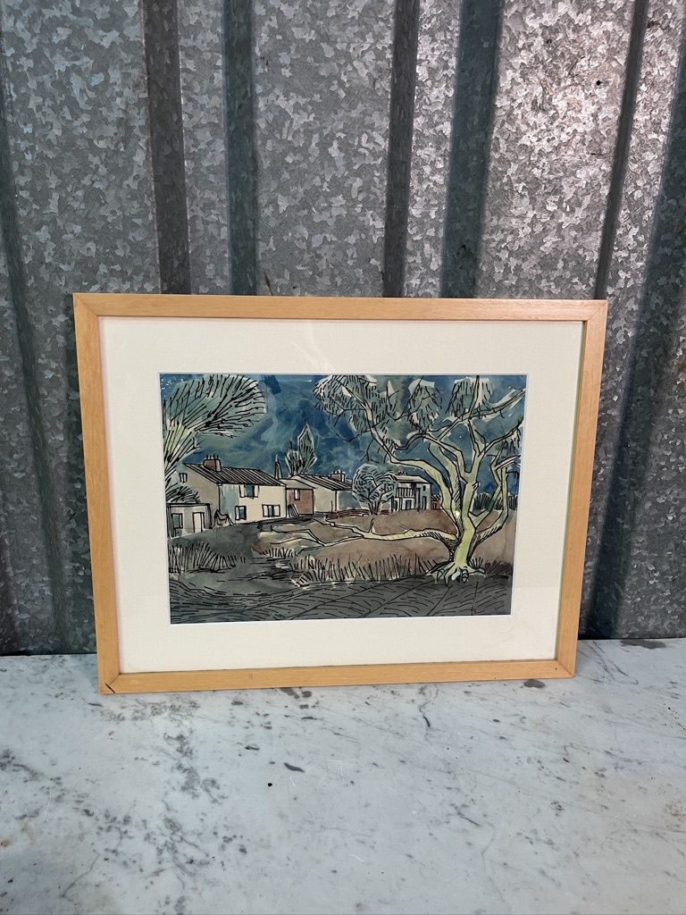 Aquarel  landschap in de Provence door Ton Verkroost