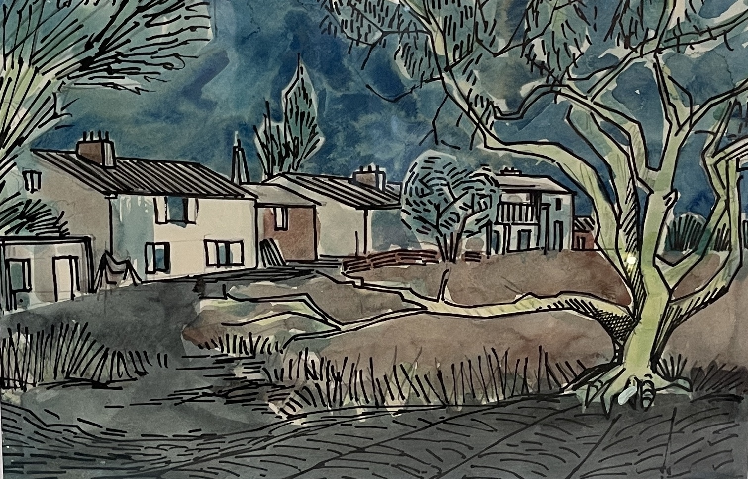 Watercolor  landscape in the Provence by Ton Verkroost