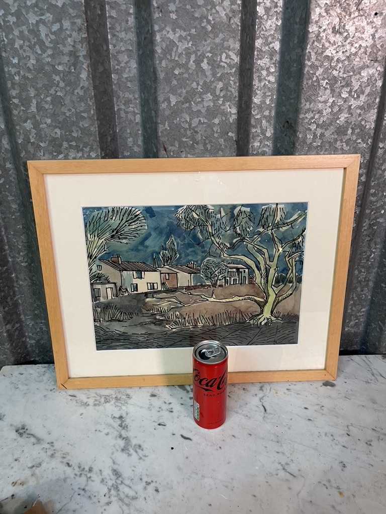 Watercolor  landscape in the Provence by Ton Verkroost