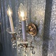Set of three vintage wall sconces with glass pendant drops