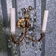 Set of three vintage wall sconces with glass pendant drops