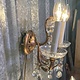 Set of three vintage wall sconces with glass pendant drops