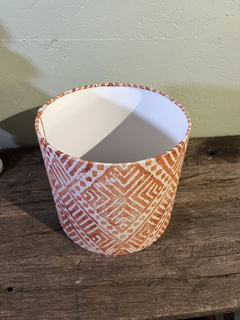 Bespoke lamp shade with diamond pattern