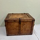 Old transport box with iron corners and buckle