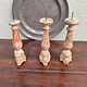 Antique tiny church candlesticks with traces of the old paint