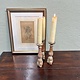 Antique tiny church candlesticks with traces of the old paint
