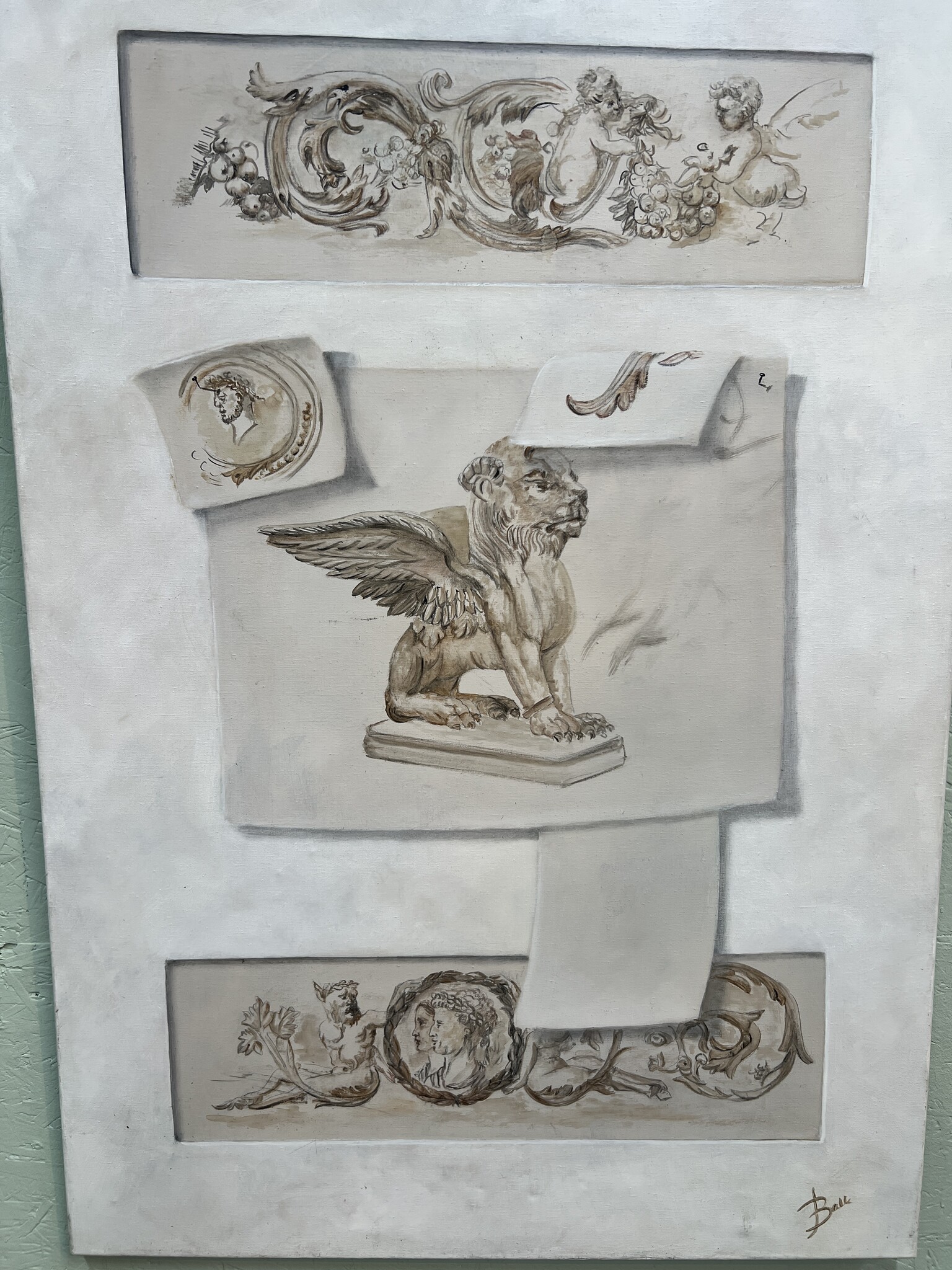 Painting by a student of the Academy, try outs in classical objects and scenes