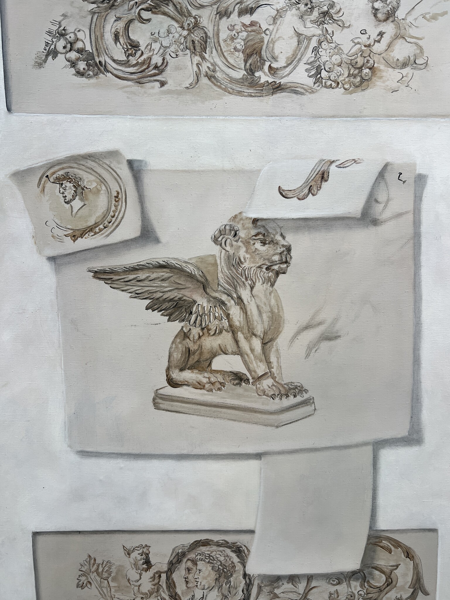 Painting by a student of the Academy, try outs in classical objects and scenes