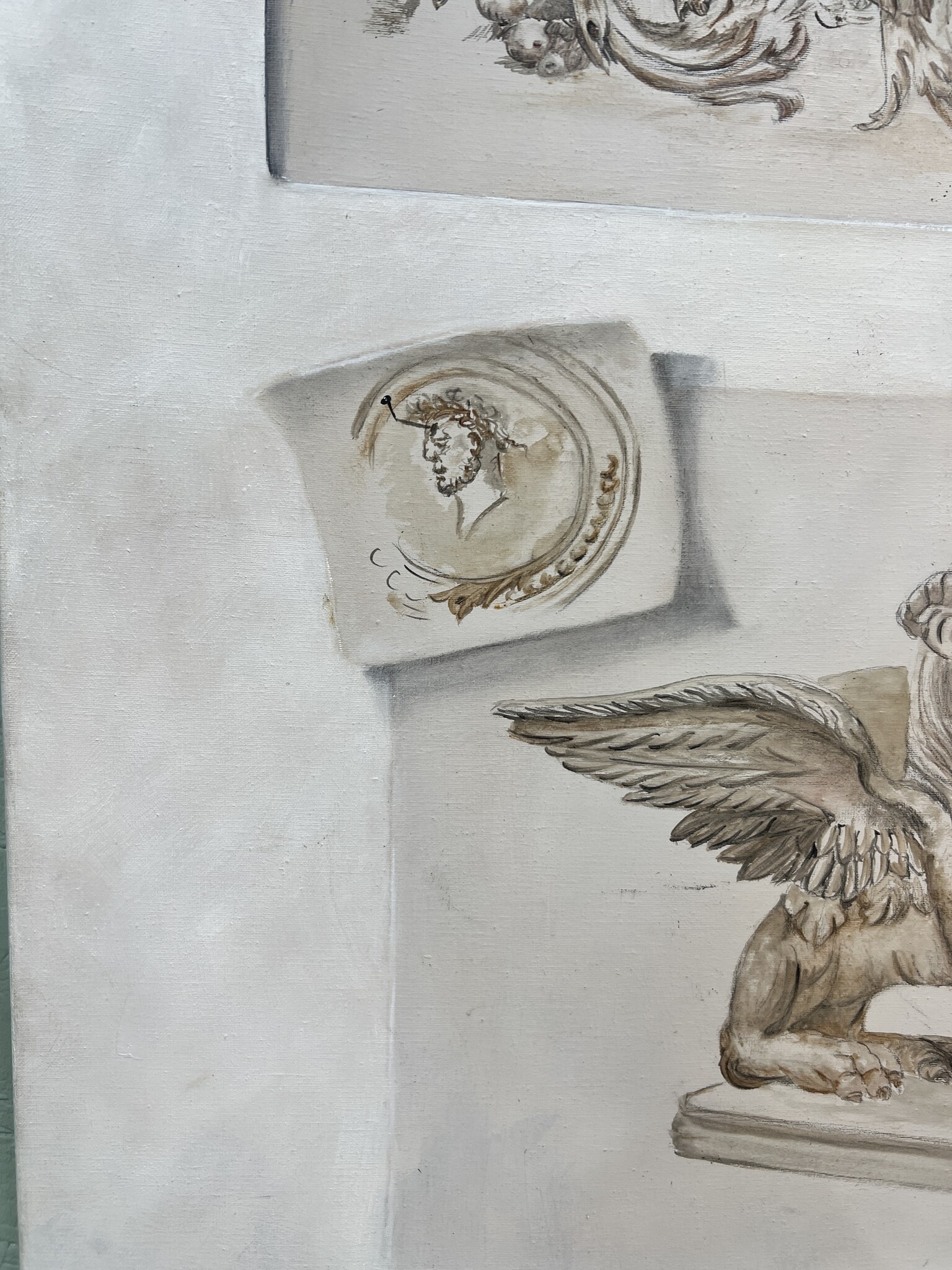 Schilderij van leerling van de academie, oefeningen in klassieke taferelen en objecten