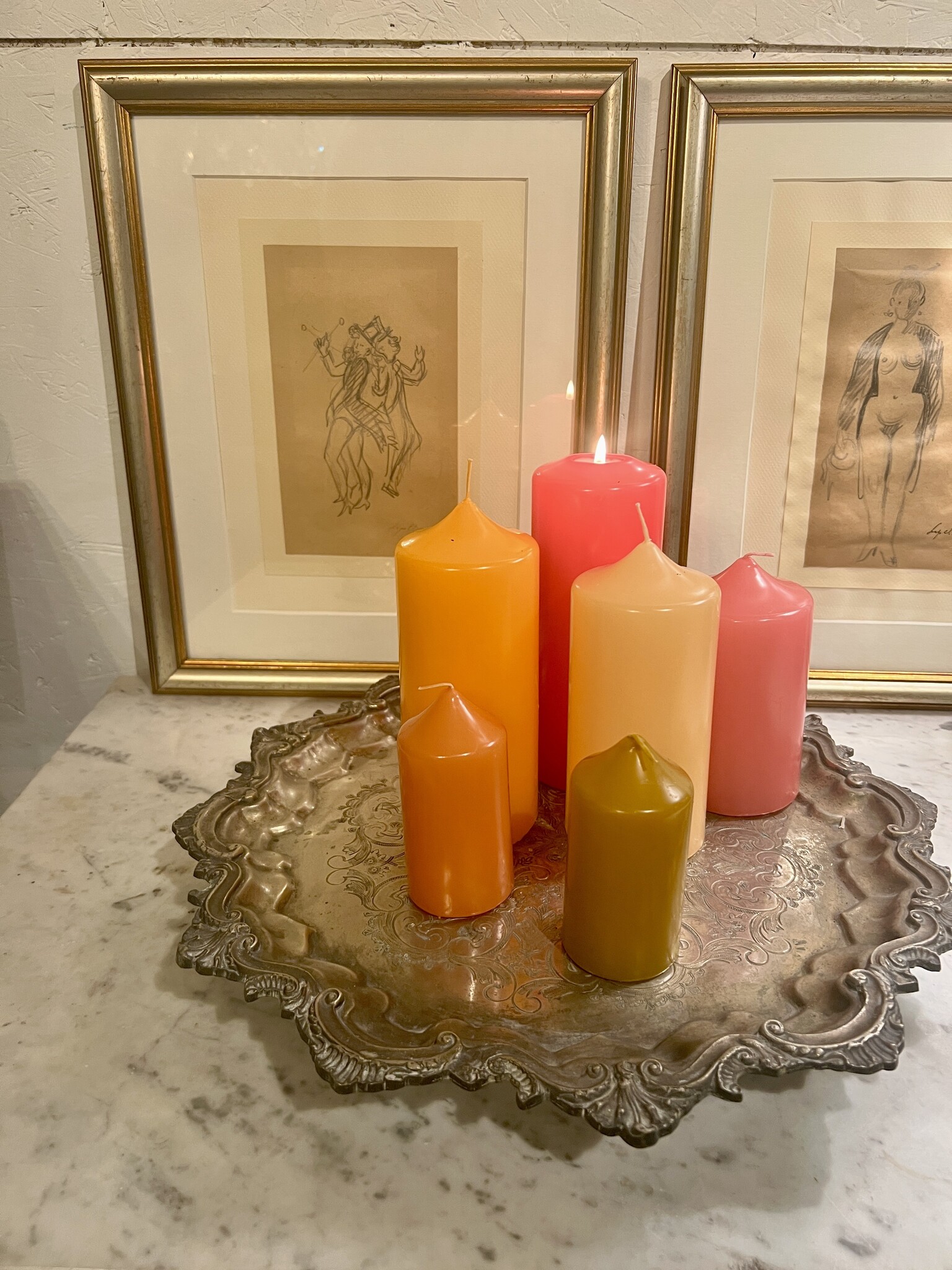 Top quality block candle, dark ivory