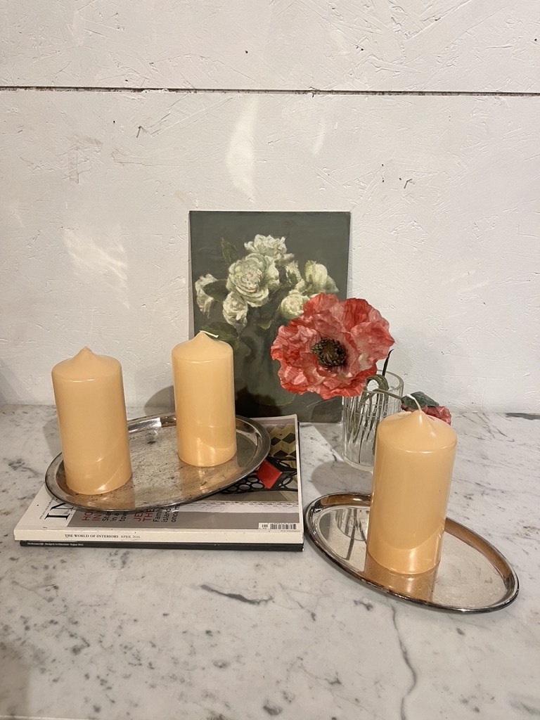 Top quality block candle, dark ivory