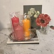 Trio block candles in the colours fuchsia, coral pink and orange