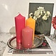 Trio stompkaarsen in de kleuren fuchsia, koraal en oranje