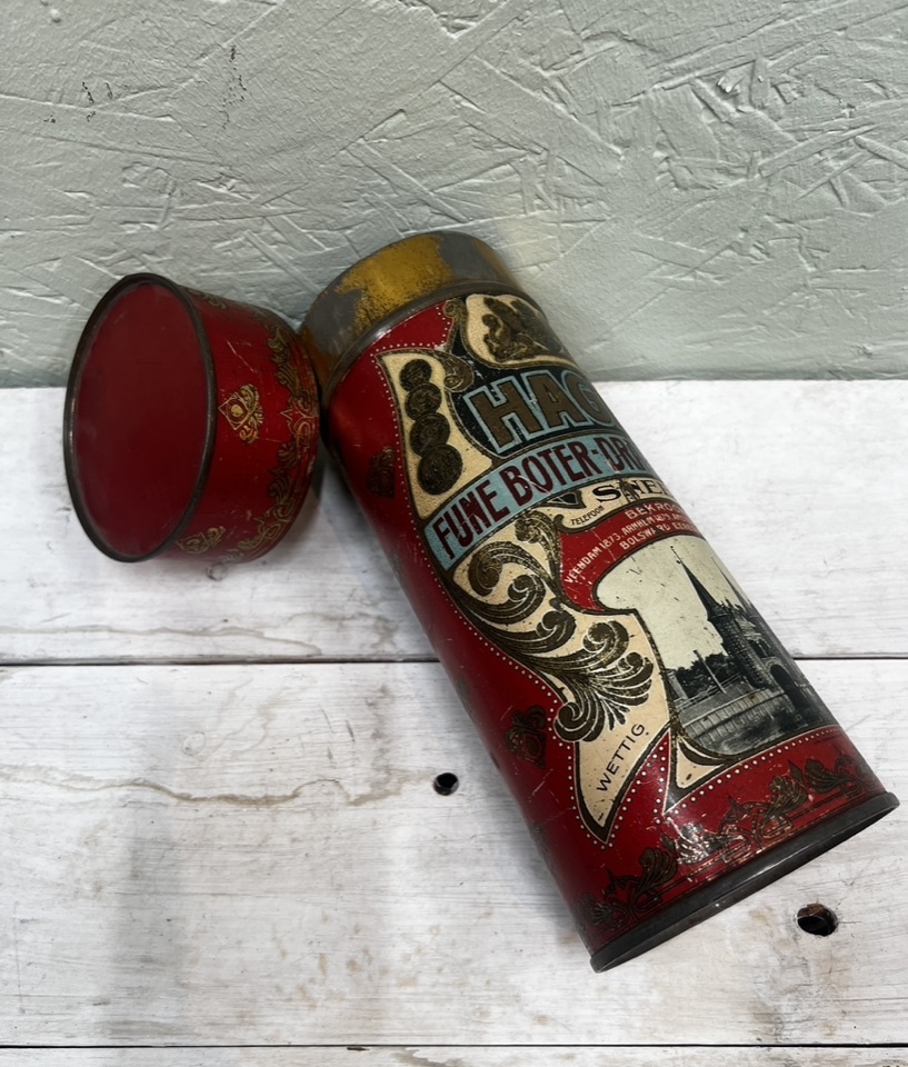 Haga's buttery drip cookies tin, antique