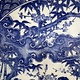 Antique plate with blue decoration with Japanese men