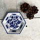 Small hexagonal blue white dish