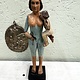 Antiek polychrome houten Madonna met kind