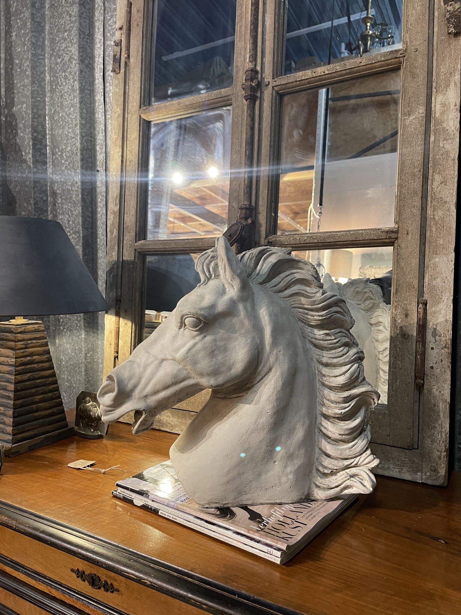 Vintage horse head, painters model from an art studio