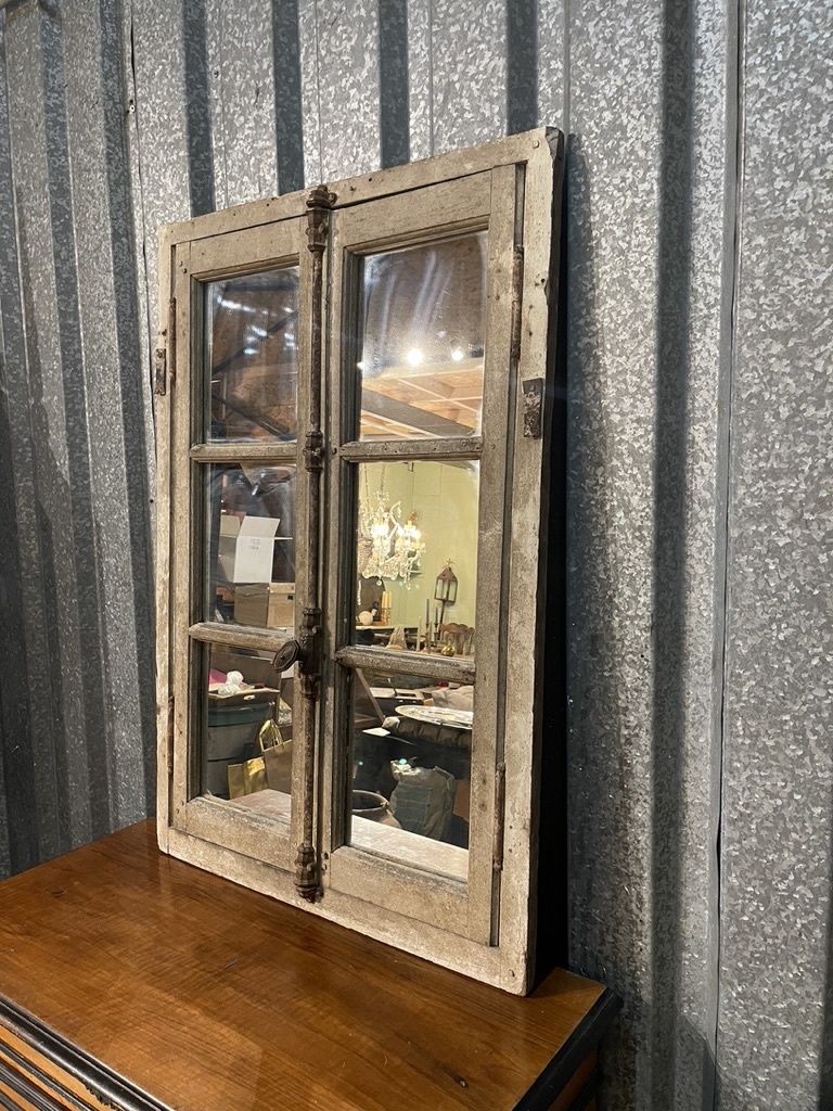 Antique window frame with new mirrors