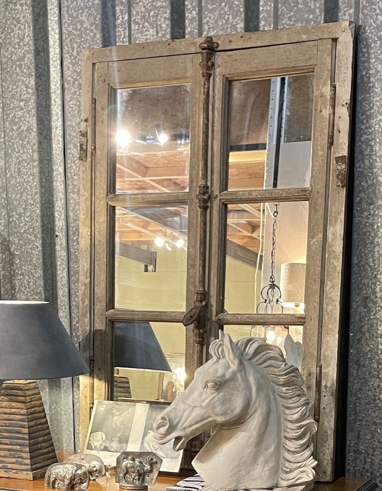 Antique window frame with new mirrors