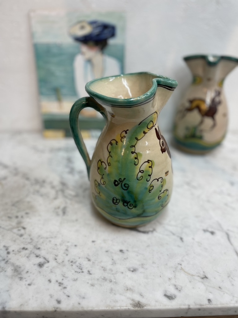 Vintage ceramic wine pitcher