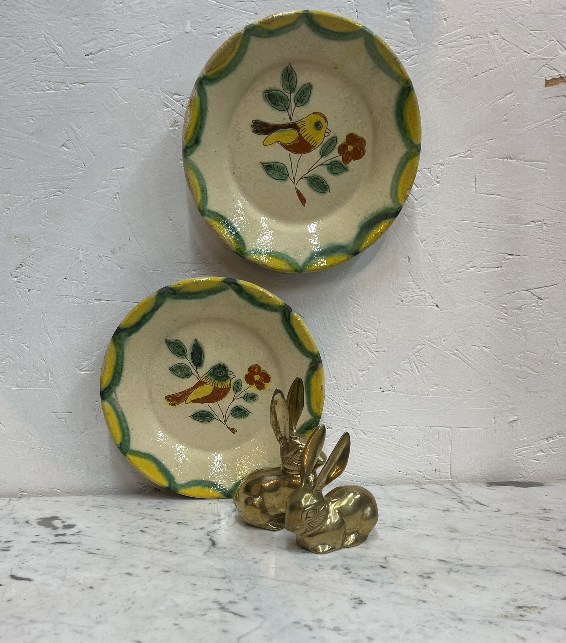 Vintage brass rabbit couple