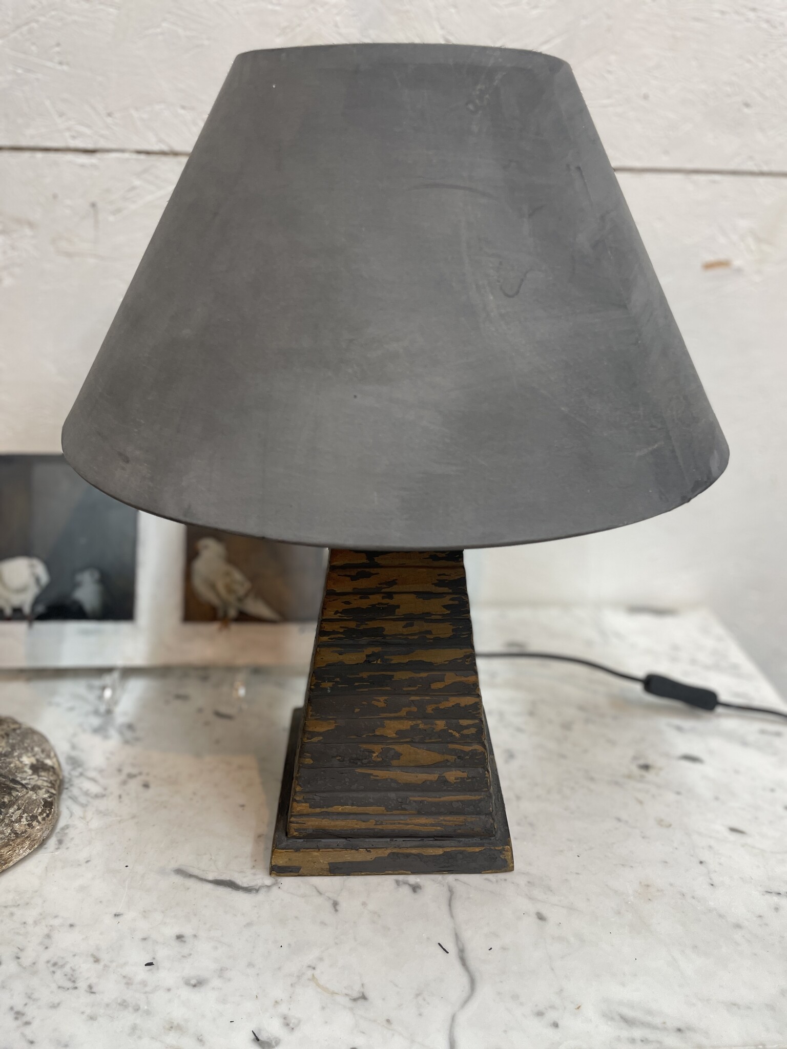 Vintage lamp with painted lampshade