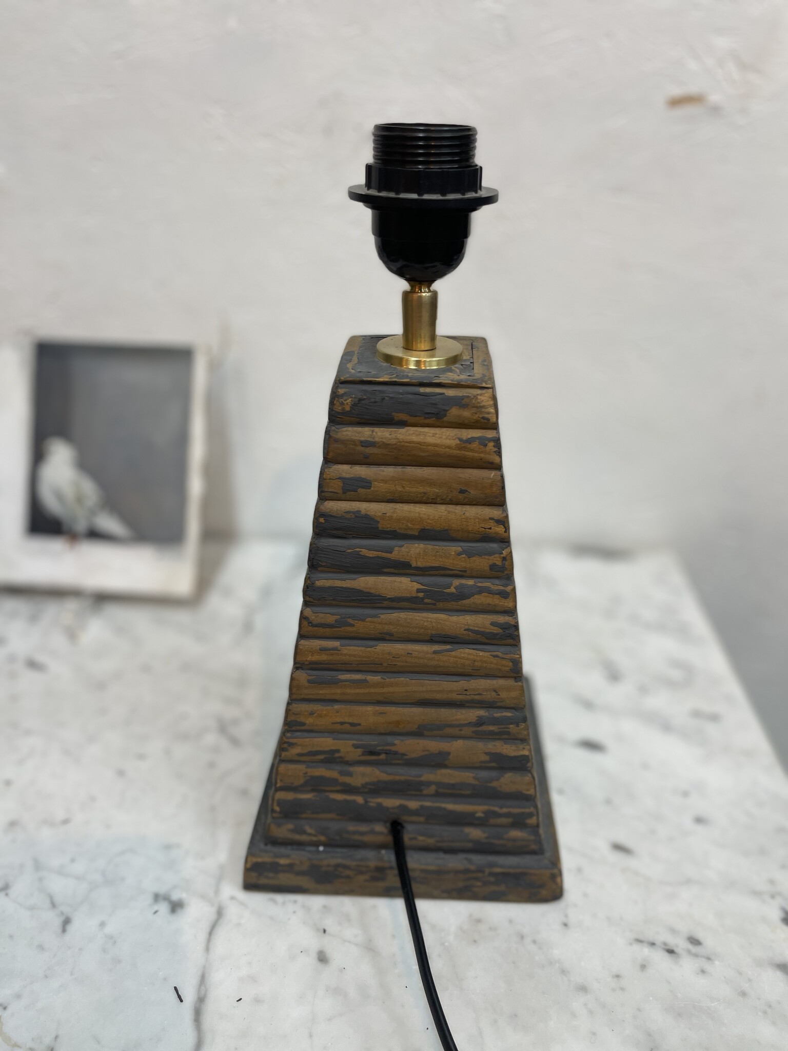 Vintage lamp with painted lampshade