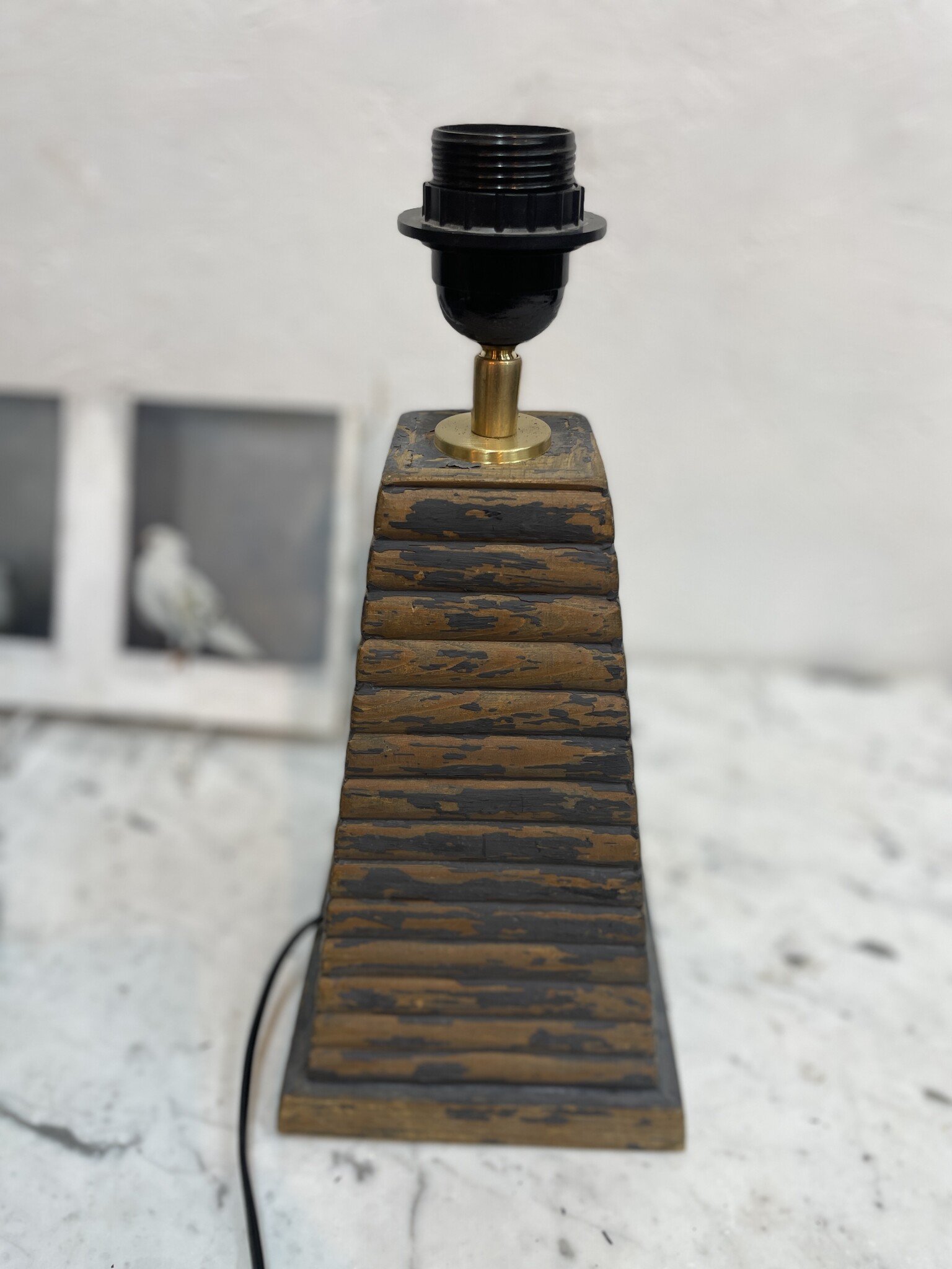 Vintage lamp with painted lampshade