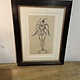 Drawing of circus lady balancing on a bal, Robert Lepeltier,  in lovely old frame