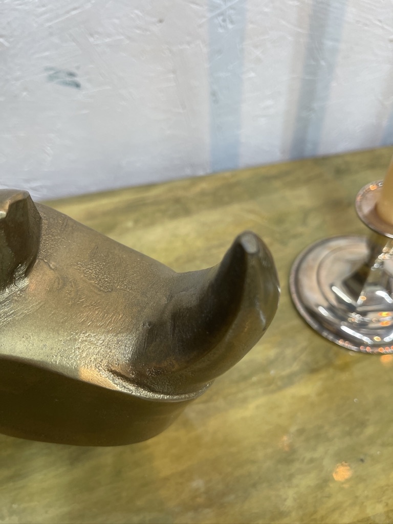 Vintage statue of a rhino