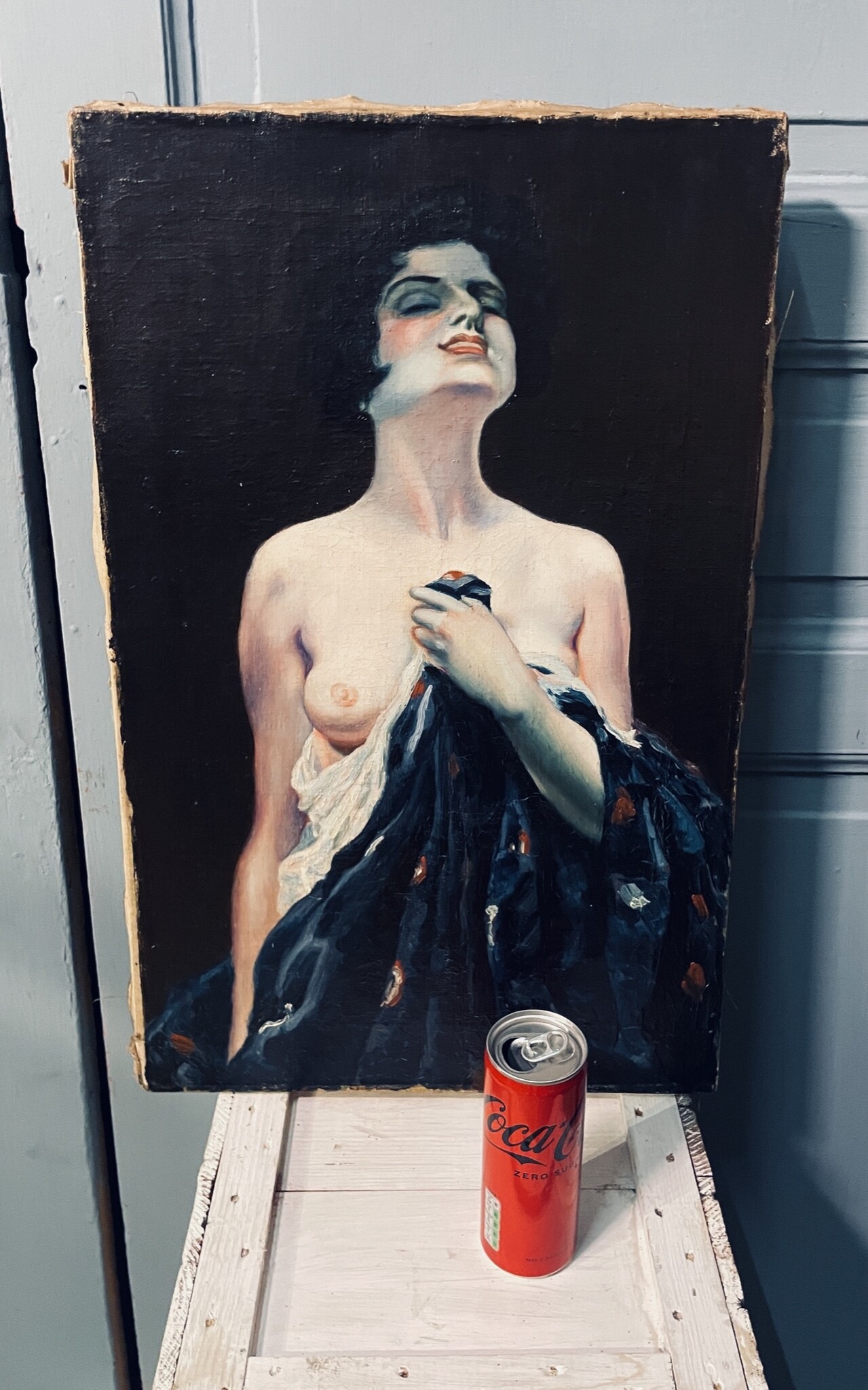 Antiek schilderij van prachtige halfblote dame