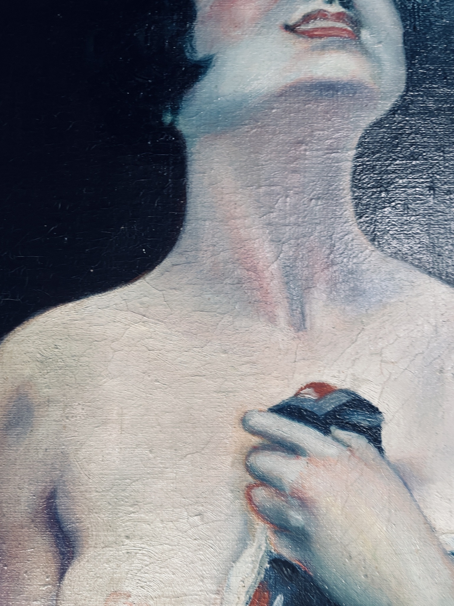 Antiek schilderij van prachtige halfblote dame