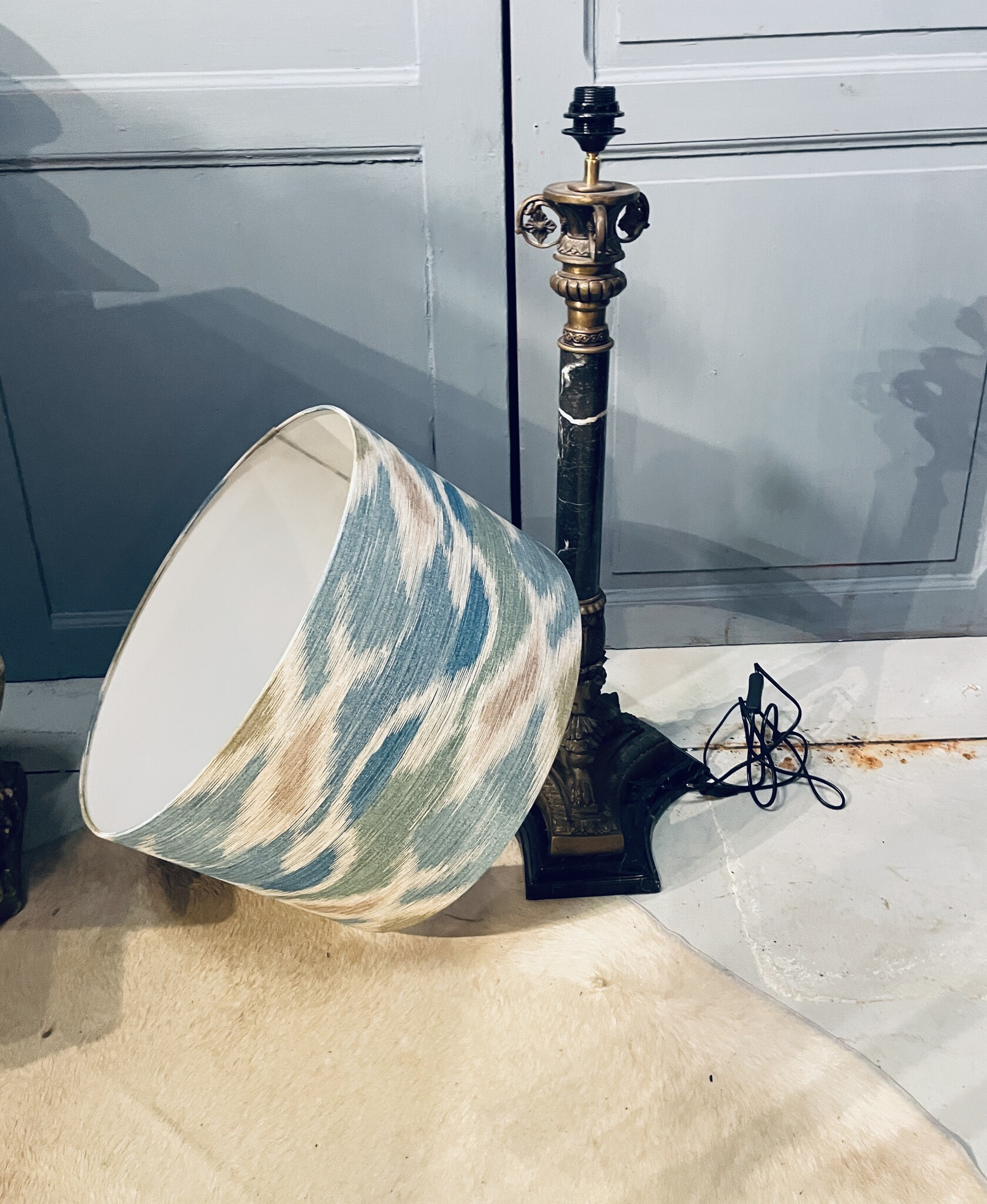 Old, almost antique lamp with bespoke shade