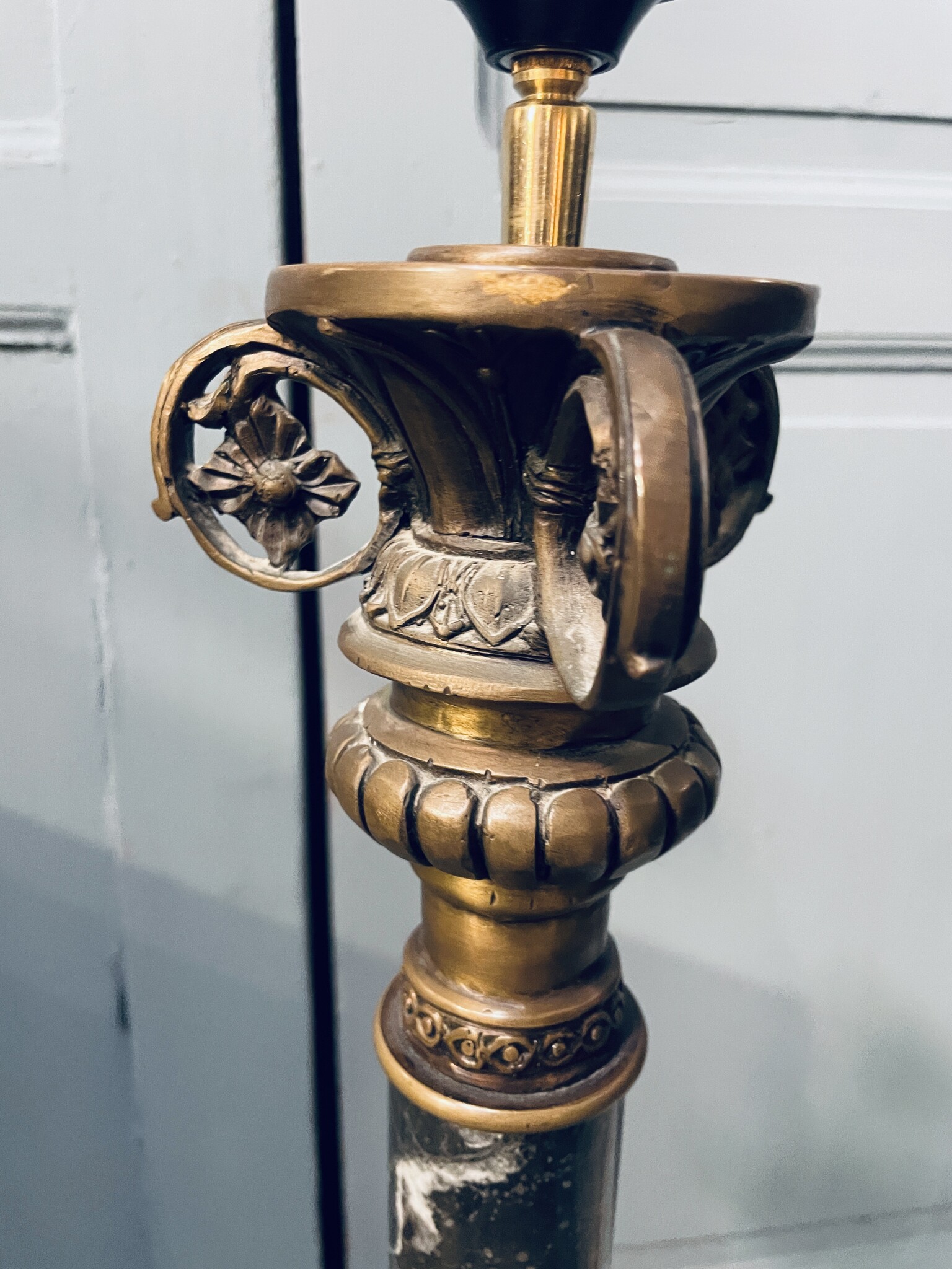 Old, almost antique lamp with bespoke shade