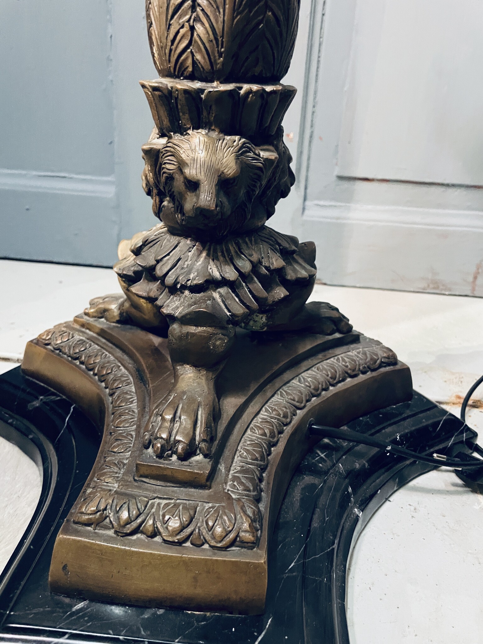 Old, almost antique lamp with bespoke shade