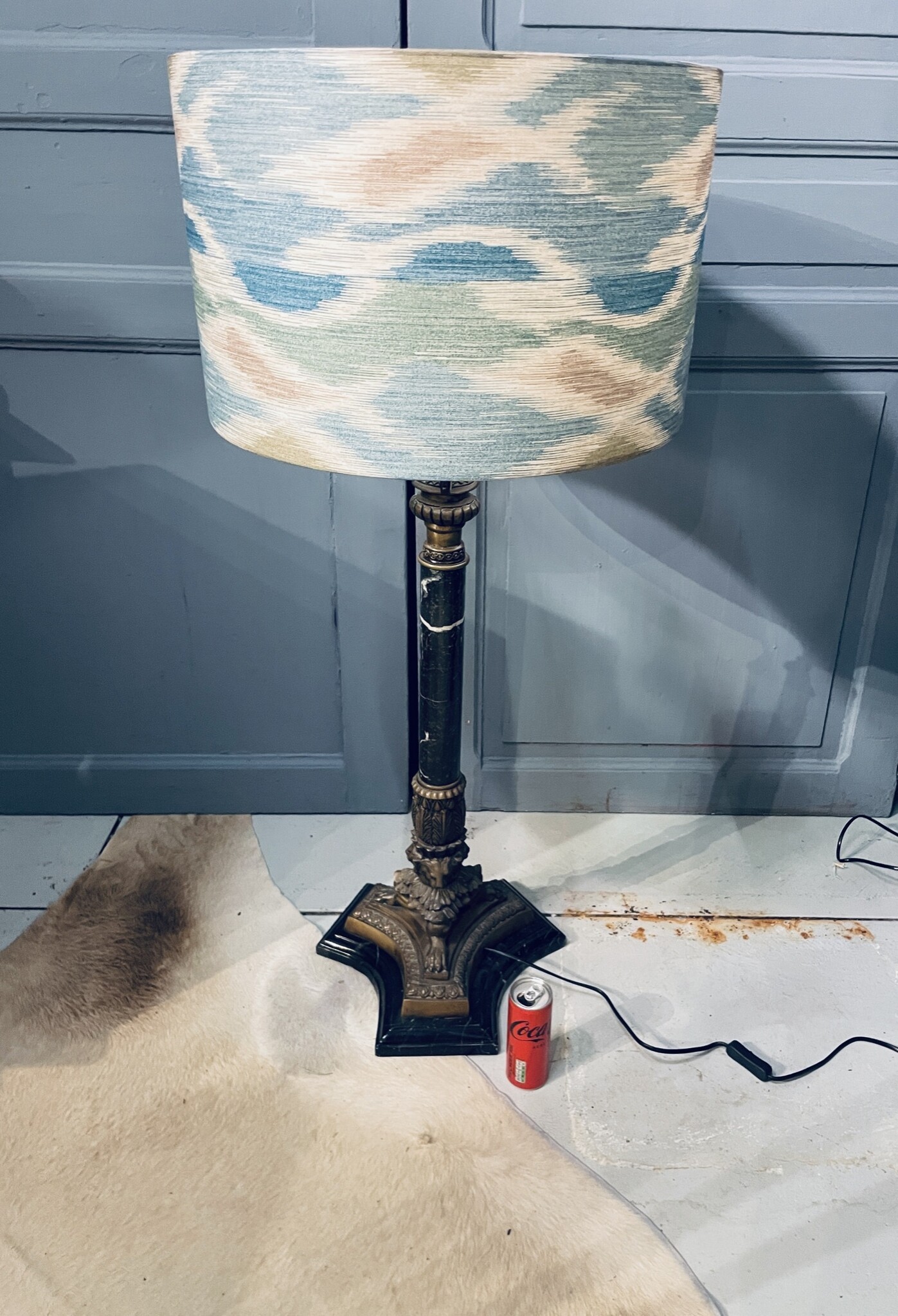 Old, almost antique lamp with bespoke shade