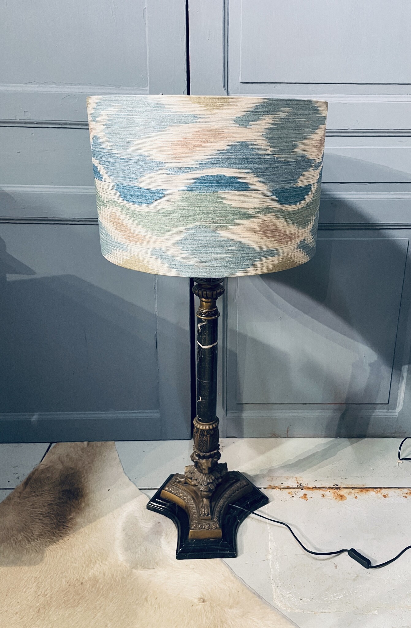 Old, almost antique lamp with bespoke shade