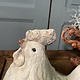 Vintage garden statue, white rooster with large feet