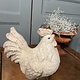 Vintage garden statue, white rooster with large feet