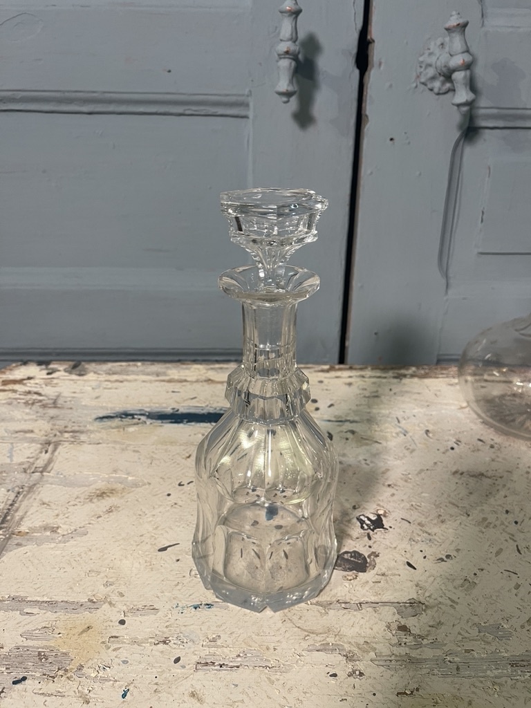 Antique decanter with panel cut