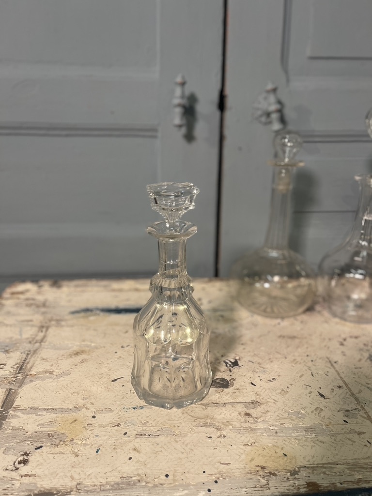 Antique decanter with panel cut
