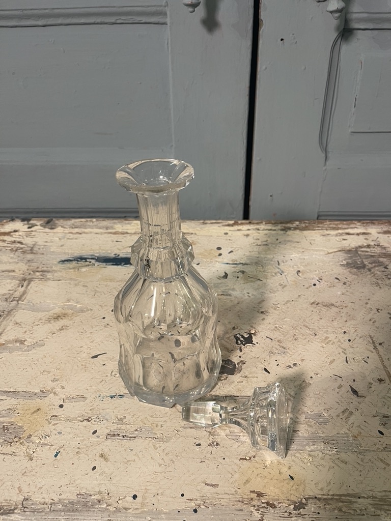 Antique decanter with panel cut