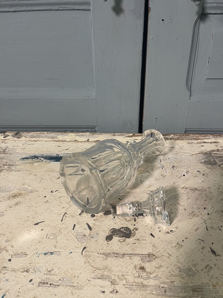 Antique decanter with panel cut