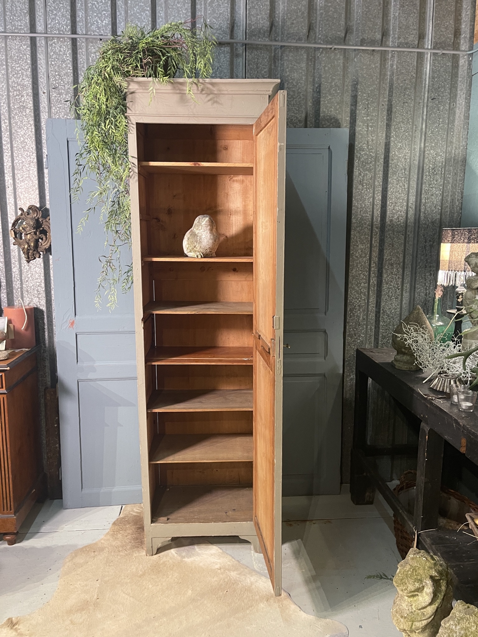 Antique  tall slim one-door cabinet
