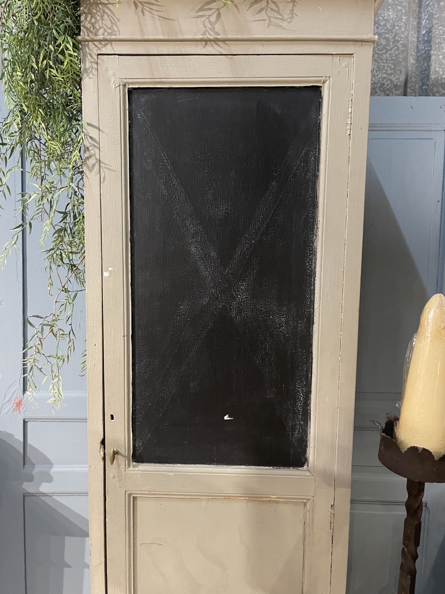 Antique  tall slim one-door cabinet