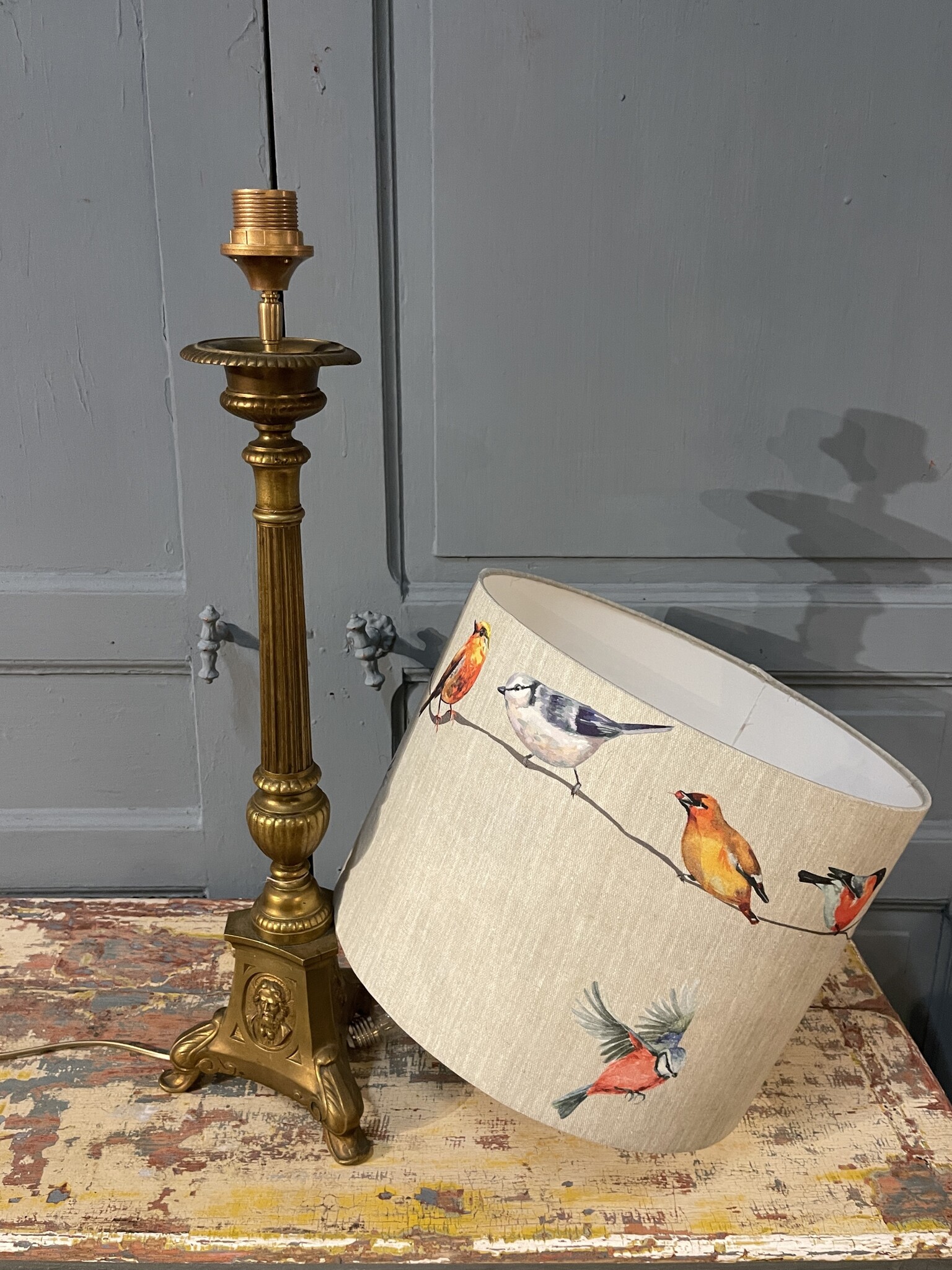 Lamp made from a antique church candlestick, with or without  shade