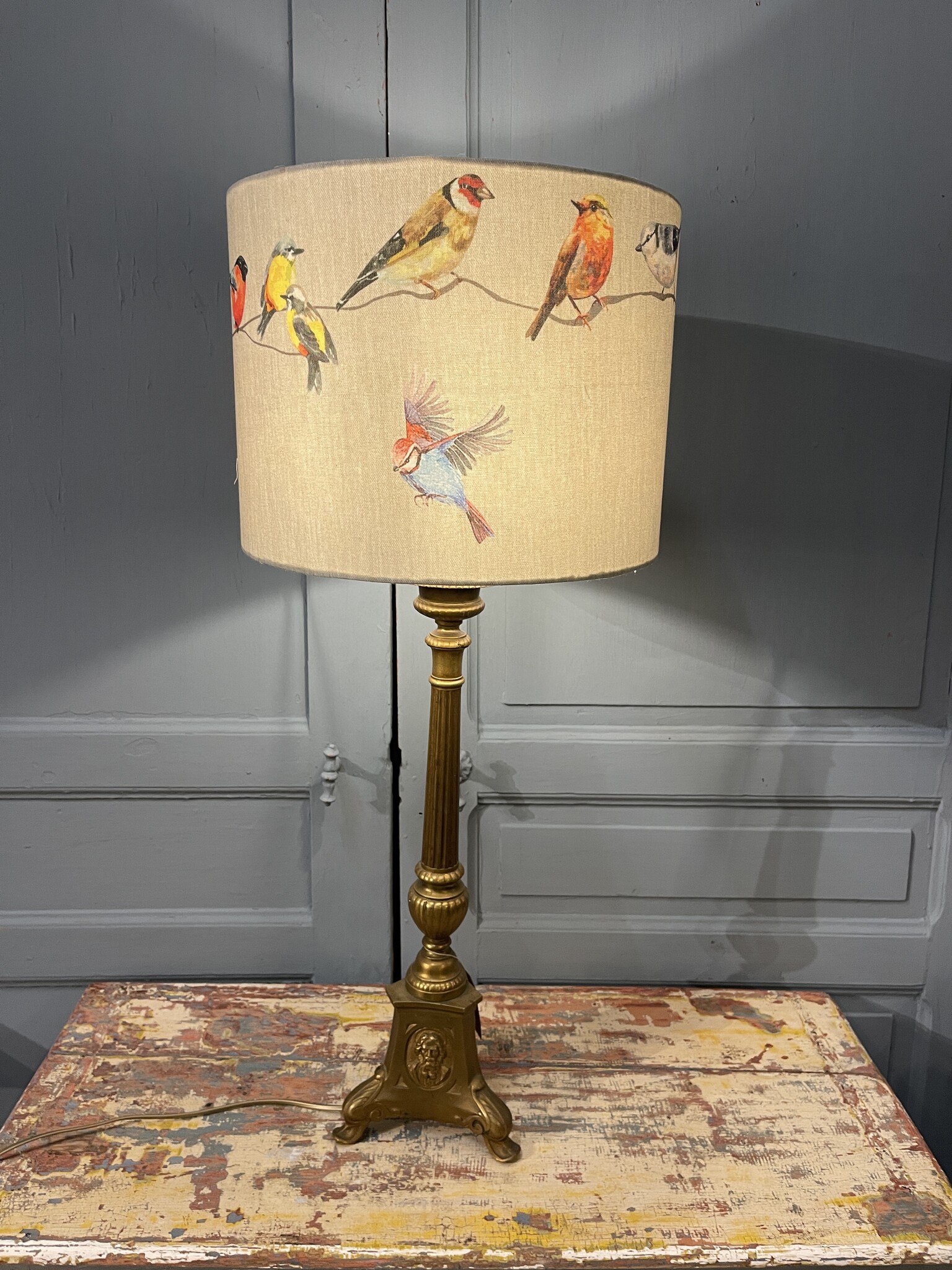 Lamp made from a antique church candlestick, with or without  shade